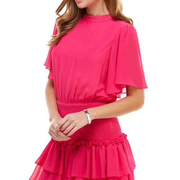 TCEC Butterfly Sleeve Dress – Magenta – S – CD01775 | Sample Sale - Picture 3 of 5